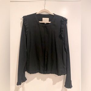 Hinge ruffle cardigan with zipper